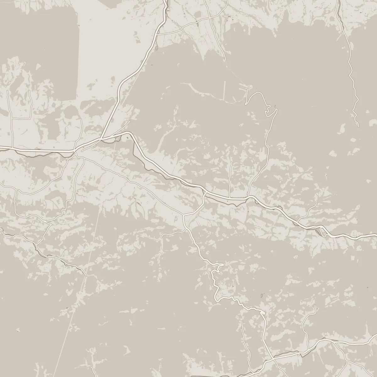 Mapa kraje kolem domu: Chata Hutisko uprostřed, severozápadně Rožnov s muzeem a rozhlednou, na severu Ráztoka a Pustevny, na jihu Soláň a Velké Karlovice, na východě přehrada Horní Bečva.